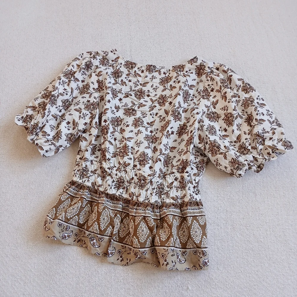loft ♡ puff sleeve paisley floral boho spring large cottagecore peasant vintage